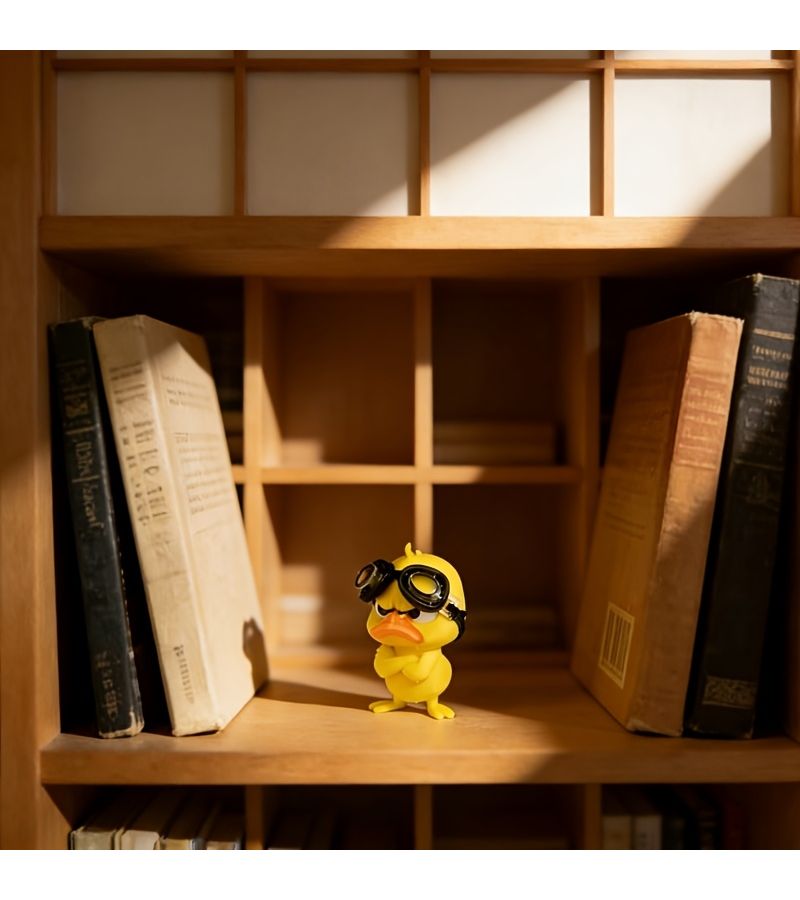 1 Angry Little Yellow Duck Figurine In Swimming Goggles With Arms Folded Across Chest For Desk Shelf Cabinet Living Room Car Interior Decoration - Image 2