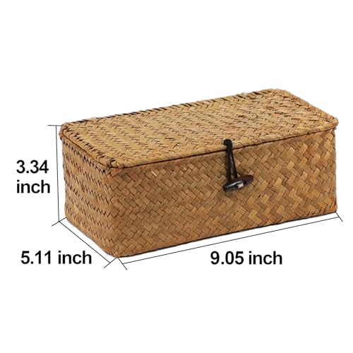 ORDELITE Wicker Storage Basket with Lid, Natural Seagrass Storage Baskets for Organizing, Rectangular Woven Basket for Storage, Decorative Boxes Bins with Lids Home Organizer Decor - Image 4