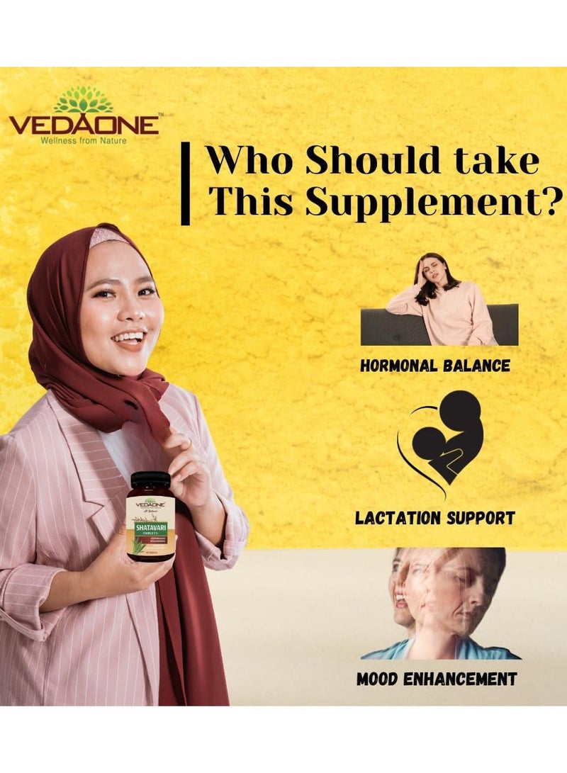 VedaOne All Natural Shatavari tablets | 750mg each| 60 Tablets| Shatavari supplement for women |Hormonal Balance, Women's Reproductive Health, Improve Mood and Immunity, Mental Clarity - Image 3