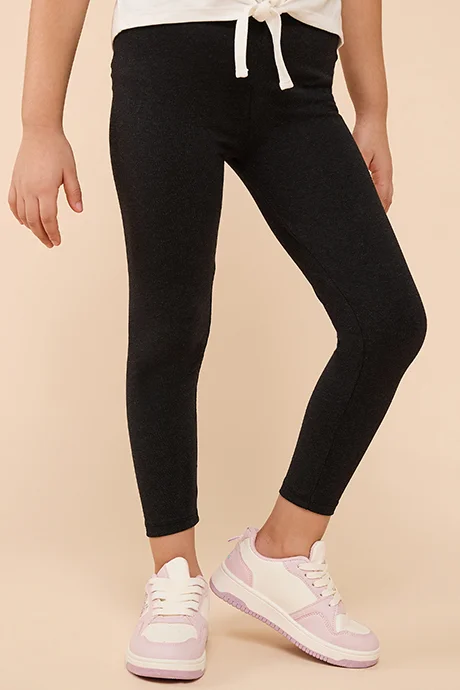 R&B Solid Leggings with Elastic Waist