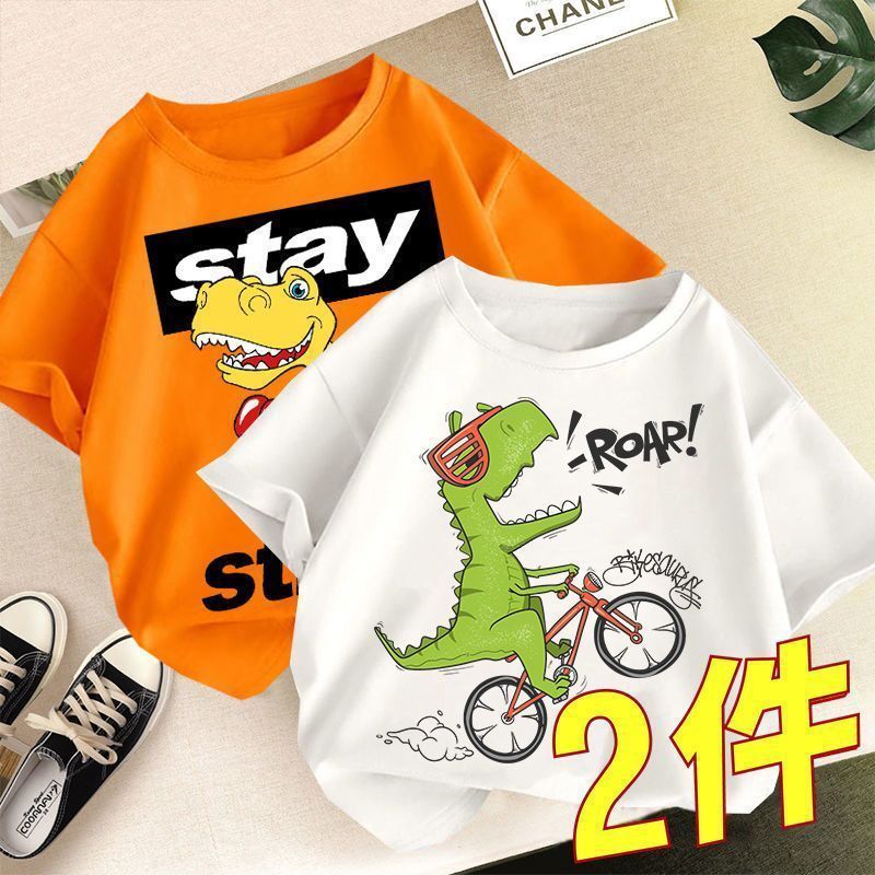 100 Cotton 24 New Little Boy'S Cotton T-Shirt Short-Sleeved Half-Sleeved Summer Thin Summer Wear Breathable Loose Children'S Wear 12 - Image 1