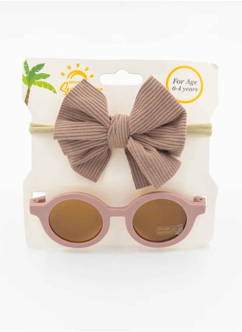 دىدانيالا Glasses and Headband Set For Babies and Girls Light Brown Colour