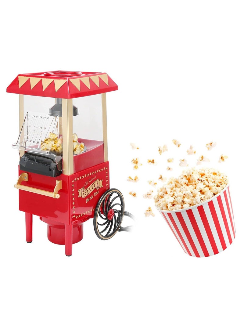 TIGER Mini Popcorn Maker | Automatic Popcorn Machine | Red Retro Model Popcorn Maker | Household Hot-Air Popcorn Machine | Electric Popcorn Popper Corn Popper for Home Party/Movie Nights/Birthday Gift (UK) - Image 4