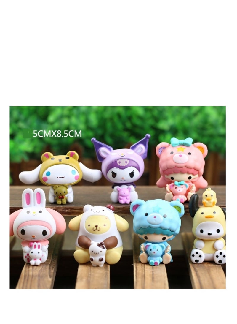 Y&D 7 Pack Kawaii Sanrio Figure My Melody  kuromi Figure Birthday Party Supplies, Cinnamon Cupcake Toppers, Cute Mini Figure Toys  Birthday Party Favor For Kids Fans Collection Bouquet Desk Decor - Image 1