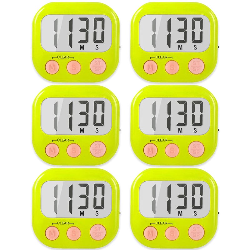 6 Pack Digital Kitchen Timer Small Classroom Timers for Kids TeachersWhite