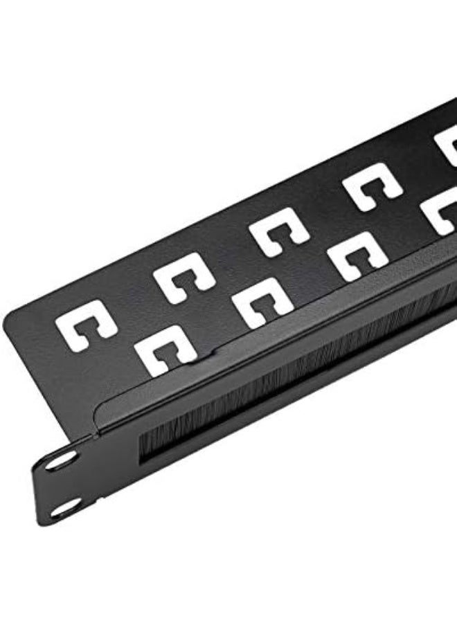 Navepoint 1U Rack Mount Cable Management Panel with Tidy Brush Slot for Cable Entry for 19-Inch Rack Or Cabinet Black - Image 3