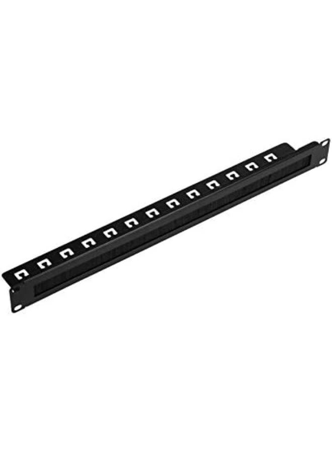 Navepoint 1U Rack Mount Cable Management Panel with Tidy Brush Slot for Cable Entry for 19-Inch Rack Or Cabinet Black - Image 1