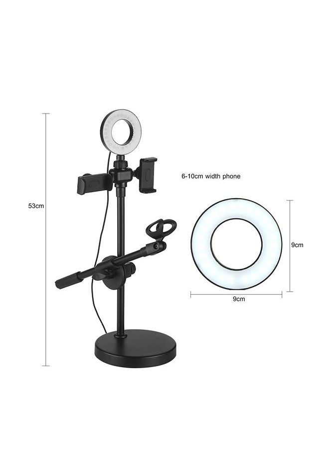 MARGOUN - Microphone Holder 4 in 1 with 2 Cell Phone Holder Stand and Microphone Holder and Light for Live Streaming - Image 1