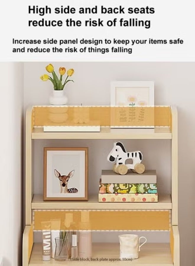 رافين خزانة كتب بتصميم عصري متعدد الأغراض من 6 طبقات وأرفف مفتوحة مع أدراج تخزين وطاولة جانبية طويلة وطاولة جانبية خشبية لغرفة النوم وطاولة جانبية مع رف تخزين من جذوع الأشجار 40 × 30 × 160 سم - Image 3