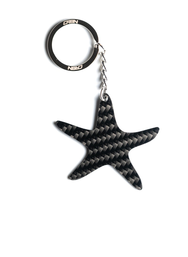 crbn - Starfish designed Real Carbon Fiber Keychain - Twill - Image 1