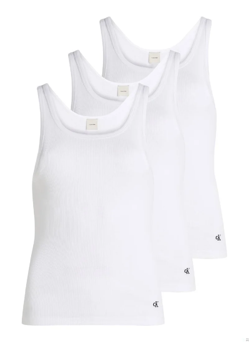 CALVIN KLEIN Women's 3 Pack Tank Tops - Cotton, White