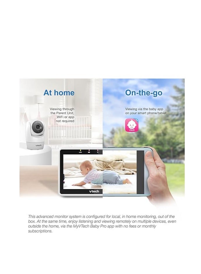 vtech Smart WiFi Baby Monitor VM901,5in 720p Display, 1080p Camera, HD NightVision, Fully Remote Pan Tilt Zoom, 2-Way Talk, free Smart Phone App - Image 3