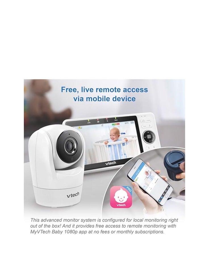 vtech Smart WiFi Baby Monitor VM901,5in 720p Display, 1080p Camera, HD NightVision, Fully Remote Pan Tilt Zoom, 2-Way Talk, free Smart Phone App - Image 4
