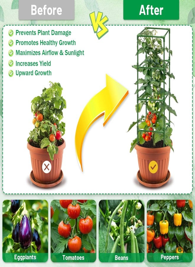Legigo 4 Pack Square Tomato Cages for Garden- Up to 60 Inch Tomato Plant Support Stakes Cage, Heavy Duty Steel Tomato Trellis Garden Stakes for Raised Garden Bed Climbing Vegetables Cucumbers Flowers - Image 3