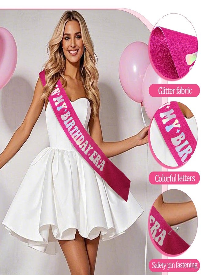 Apausvcm Birthday Sash for Women, Rose Red in My Birthday Era Sash Shiny Birthday Sash Decorations Birthday Party Decoration Supplies for Women Girls - Image 3