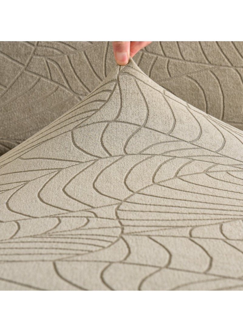 GoldenLike  أغطية أريكة قابلة للتمدد، غطاء أريكة لمقعدين، واقي أثاث (145-185 سم)، أغطية أثاث بمقعدين مع قاعدة مرنة، غطاء أريكة ناعم غير قابل للانزلاق من الجاكار للأطفال والحيوانات الأليفة، كاكي - Image 4