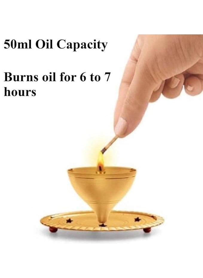 A & S VENTURES AS Ventures Oil Model Akhand Diya for Pooja Brass Oil lamp with Glass Cover Akhand Deepak for Spiritual use  - Image 3