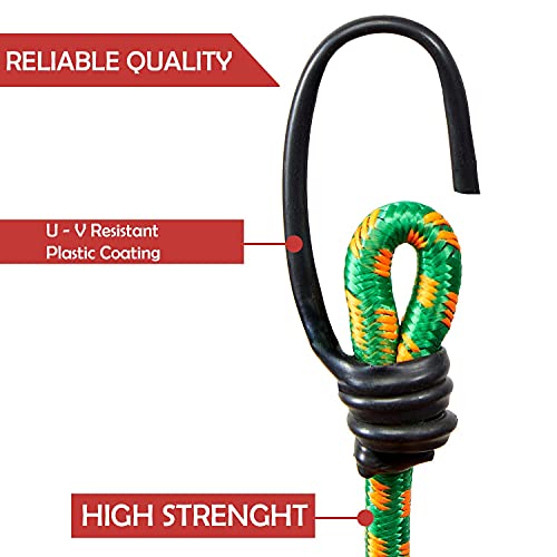 Aqbah High Strength Elastic Bungee Cord for Motocycle, Luggage Tying Rope with Hooks (Multicolour) - 6 FT Set of 4 - Image 3