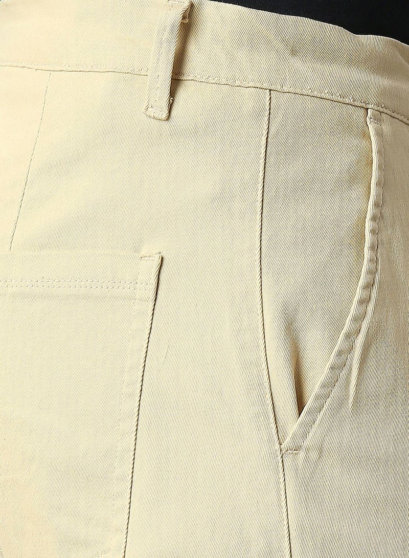 Men's Light Khaki Tapered Fit Cargo Trousers - Durable Cotton Fabric