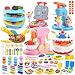 WeeHomm 5in1 Color Dough Sets for Kids Ages 3 DIY Food Maker Toys Set with 24 Dough Arts and Crafts Kit for Pretend Play Ice CreamCakeNoodleHamburgerPizzaBaking Set Toys Machines - Image 2