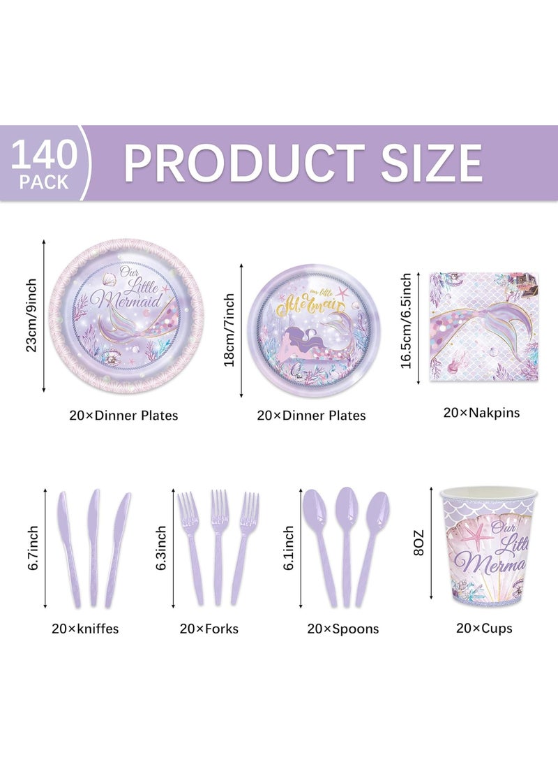 Party Supplies 142 Pieces, Disposable Dinnerware Set for 20 People, Includes 7in 9in Plates Cups Knives Forks Spoons Napkins Tablecloth Bunting, for Birthday Wedding Picnic ﻿ - Image 5
