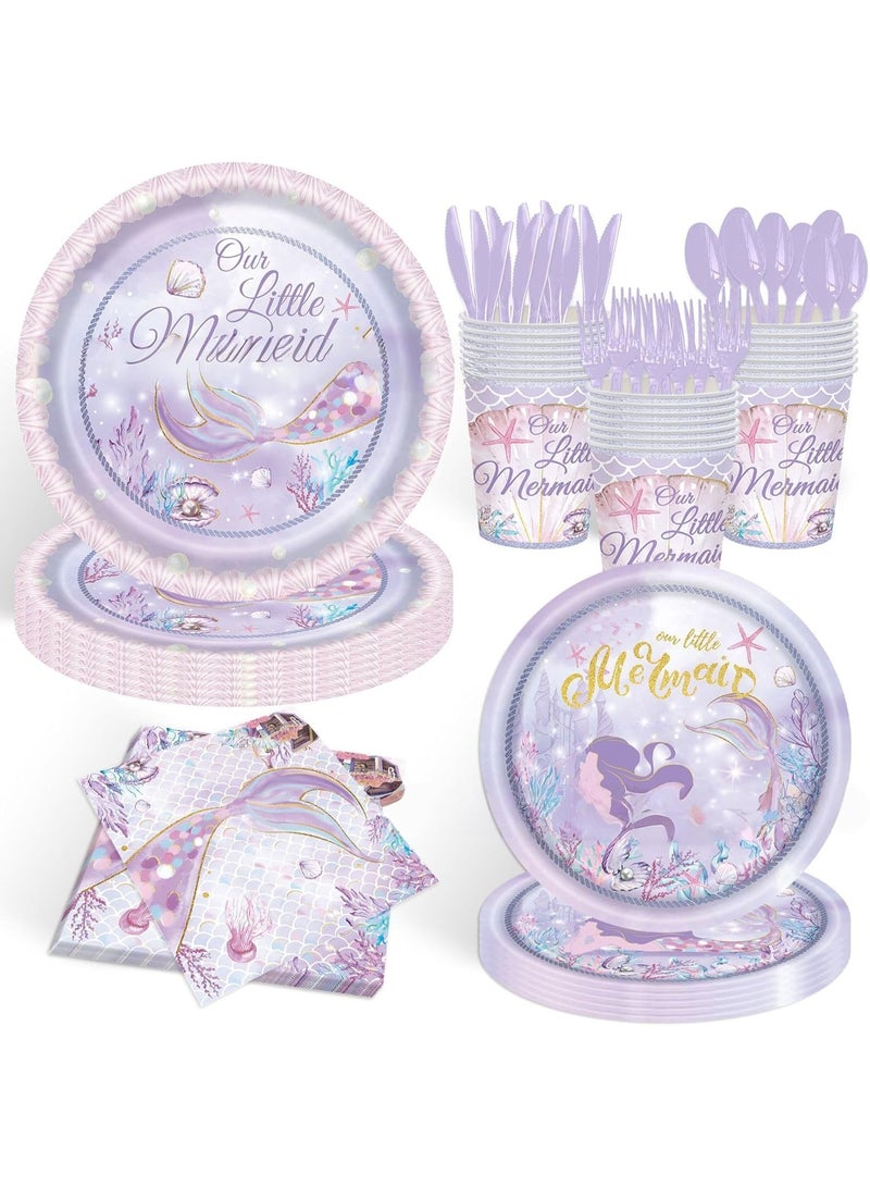 Party Supplies 142 Pieces, Disposable Dinnerware Set for 20 People, Includes 7in 9in Plates Cups Knives Forks Spoons Napkins Tablecloth Bunting, for Birthday Wedding Picnic ﻿ - Image 2