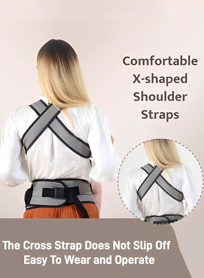 oldlaiben Baby Carrier with Hip Seat, Adjustable Baby Holder Carrier Hands-Free Infant Toddler Carrier Baby Holder Carrier Baby Strap Waist Carrier with Breathable Mesh Fabric Front Facing/ Back Baby Carrier Slings Baby Hip Seat Carrier, Perfect for Newborn to Infants up to 15kg Toddlers (Grey) - Image 5