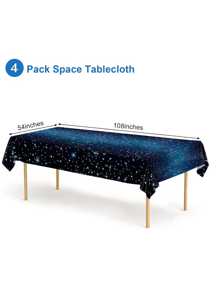4 Pack Space Tablecloth, Plastic Galaxy Table Cloth All Printed Starry Sky, Waterproof Oil Proof Galaxy Party Tablecloth Star Tablecloth (54'' x 108'') - Image 2