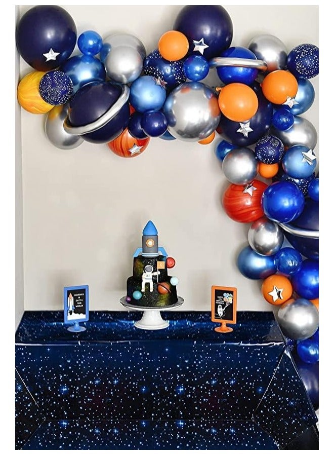 4 Pack Space Tablecloth, Plastic Galaxy Table Cloth All Printed Starry Sky, Waterproof Oil Proof Galaxy Party Tablecloth Star Tablecloth (54'' x 108'') - Image 4