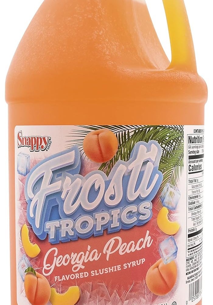 Snappy Frosti Tropics Georgia Peach Flavored Slushy Syrup - 64 Fl Oz Jug - Image 1