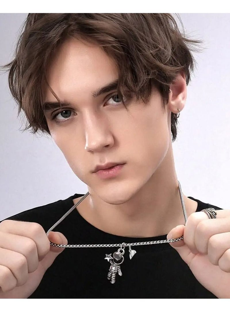 SYOSI قلادة 2 قطعة، قلادات متطابقة مع قلادة رائد فضاء مغناطيسية، سلسلة جذب متبادل للأزواج للزوج والزوجة، الصديق والصديقة - Image 3