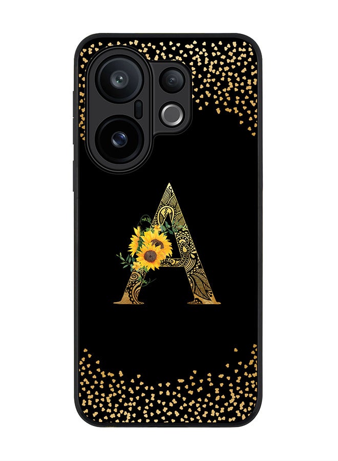For vivo X200 FE / S30 Pro mini Case,Slim fit Camera Protection, Shockproof Thin Phone cover  - Custom Floral Monogram - A ( Black )