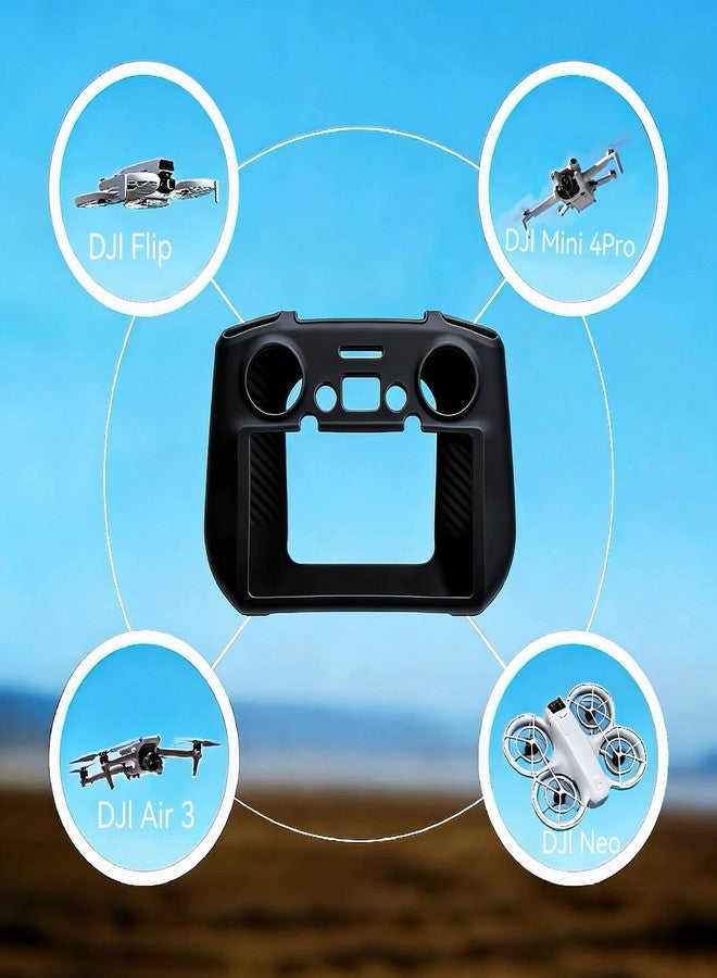 RZWWBAKING Silicone Protective Cover Case Sleeve for DJI RC 2 Remote Controller, Shockproof Scratch-Resistant Dustproof Grip Sleeve, Compatible with DJI Mini 4 Pro / Air 3 / Neo / Flip Fly More Combo Controller Accessories (Black) - Image 2