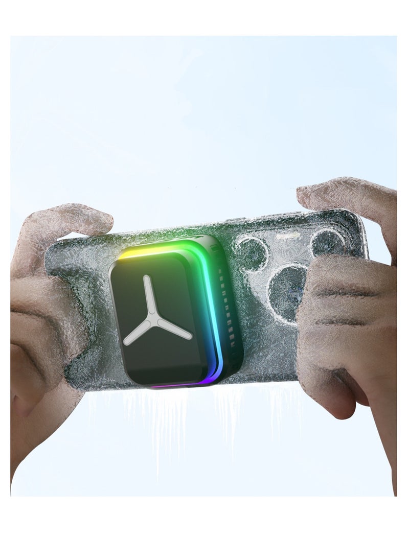 CityRiya-Long Cell Phone Cooler Magnetic Cooling Fan with Wireless Charging - Portable Lightweight Semiconductor Radiator, RGB Lights & Temp Display | Universal for iPhone/Samsung/Steam Deck | Mobile Gaming/TikTok Live（Black）  - Image 1