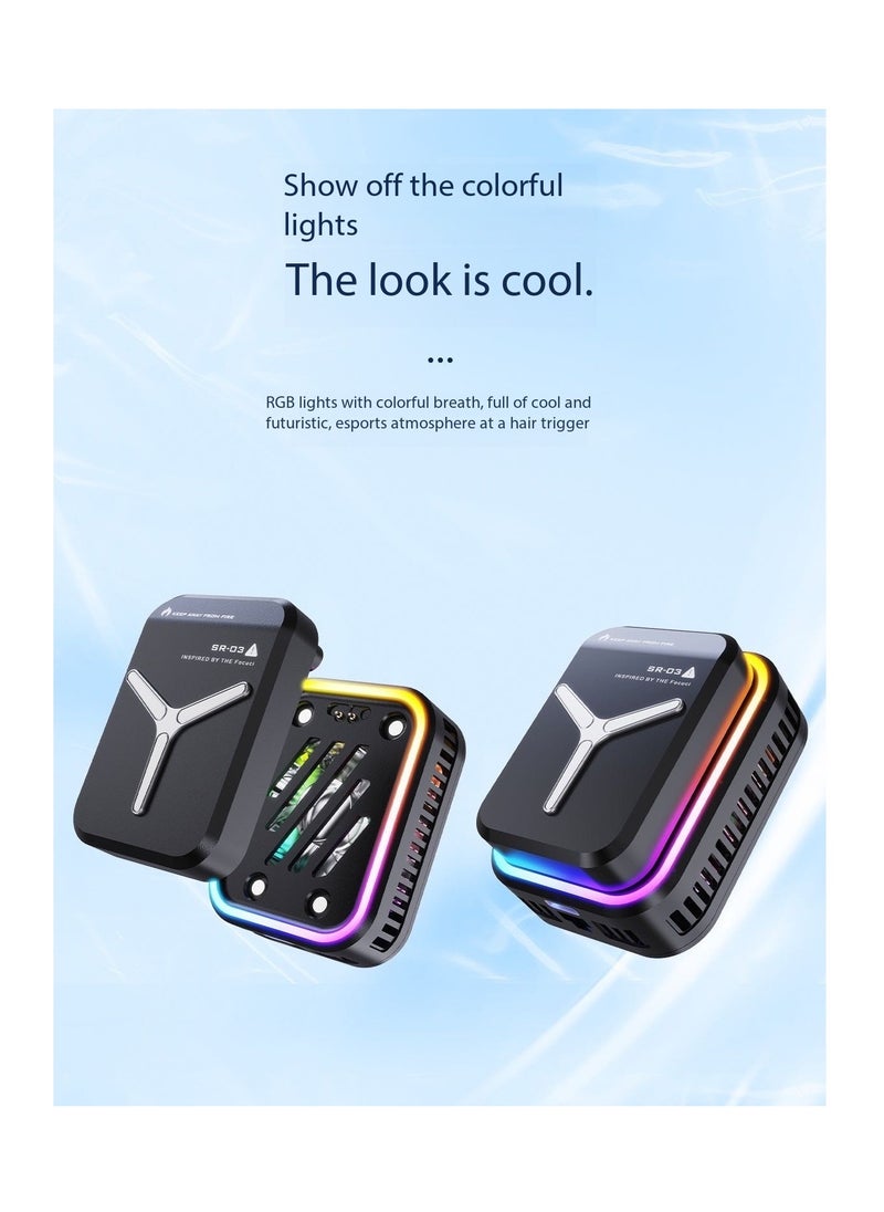 CityRiya-Long Cell Phone Cooler Magnetic Cooling Fan with Wireless Charging - Portable Lightweight Semiconductor Radiator, RGB Lights & Temp Display | Universal for iPhone/Samsung/Steam Deck | Mobile Gaming/TikTok Live（Black）  - Image 5