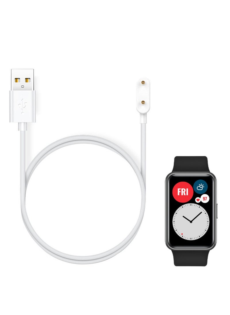 يوك كابل شحن USB بطول 1 متر لساعة Huawei Watch Fit 3/Huawei Watch Fit 2/Huawei Band 9/Huawei Band 8/Huawei Band 7/Huawei Band 6/Huawei Band 6 Pro/Honor Band 9/Honor Band 8/Honor Band 7/Honor Band 6/Honor Band 6 pro، كابل محول شاحن Dock لإكسسوارات الساعة الذكية باللون الأبيض  - Image 3