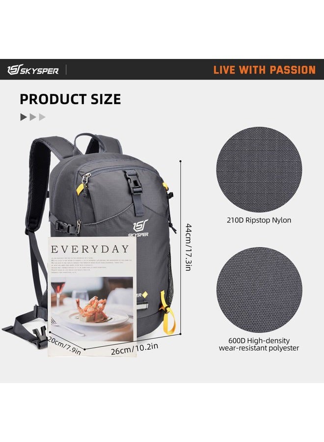 SKYSPER Small Daypack 20L Hiking Backpack Lightweight Travel Day Pack with Waist Strap for Women Men(Darkgray)  - Image 4