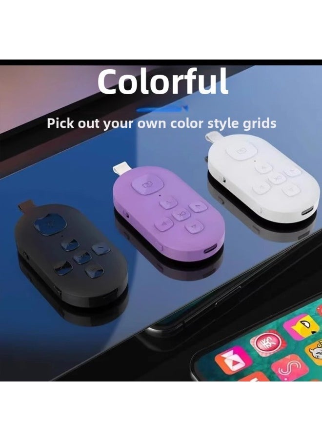 On Behalf Of The Mobile Phone Bluetooth Remote Control To Take Pictures Of Short Video Brush Trembles Small Multi-function For Selfie Stick Universal Cloud Fat-Color:[3 Batteries! More Cost-effective] Six-button Battery Model [photo/page Turning/like/playing, Etc./free Battery] - Image 3