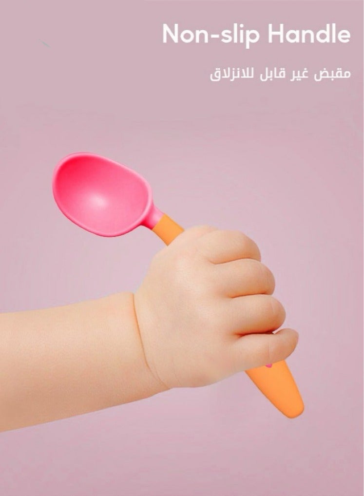 شراء جوي قطعتان من ملاعق تدريب الأطفال المصنوعة من السيليكون للأطفال الرضع والأطفال الصغار في المرحلة الأولى من الرضاعة، أدوات تغذية متينة للفطام - Image 3