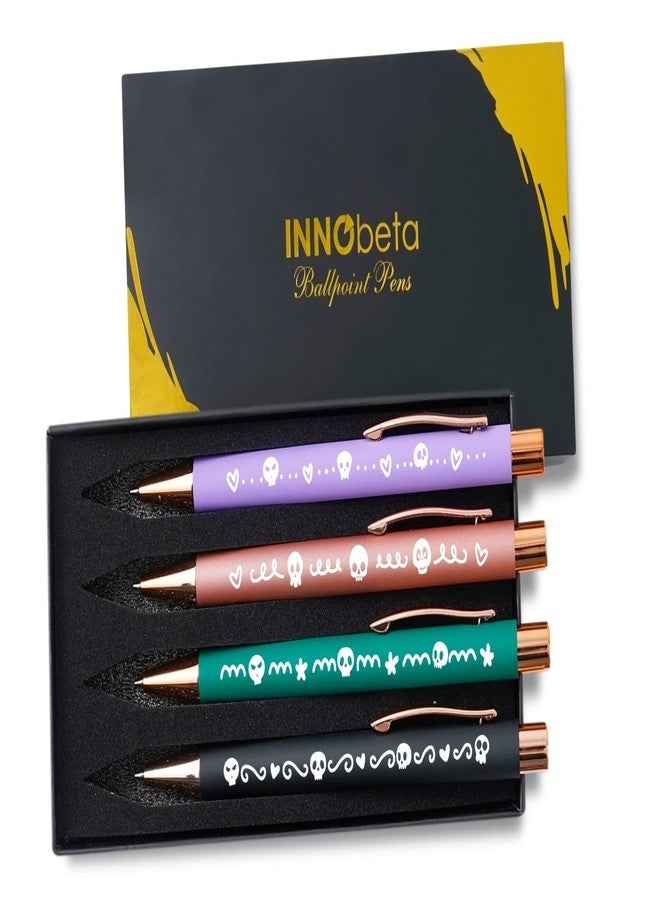 إنو بيتا مجموعة أقلام حبر جاف InnoBeta Skull Gifts، 4 قطع، هدايا لأعياد الميلاد والكريسماس - Image 1