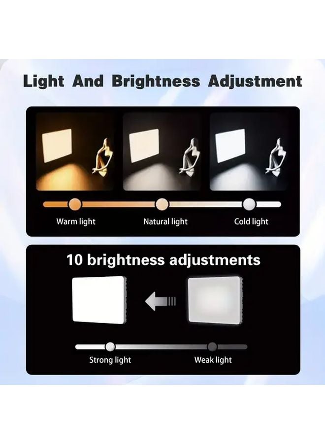عدة إضاءة فيديو LED سوداء مع حامل ثلاثي القوائم 63 بوصة، إضاءة استوديو قابلة للتعتيم عبر USB للبث المباشر - Image 4