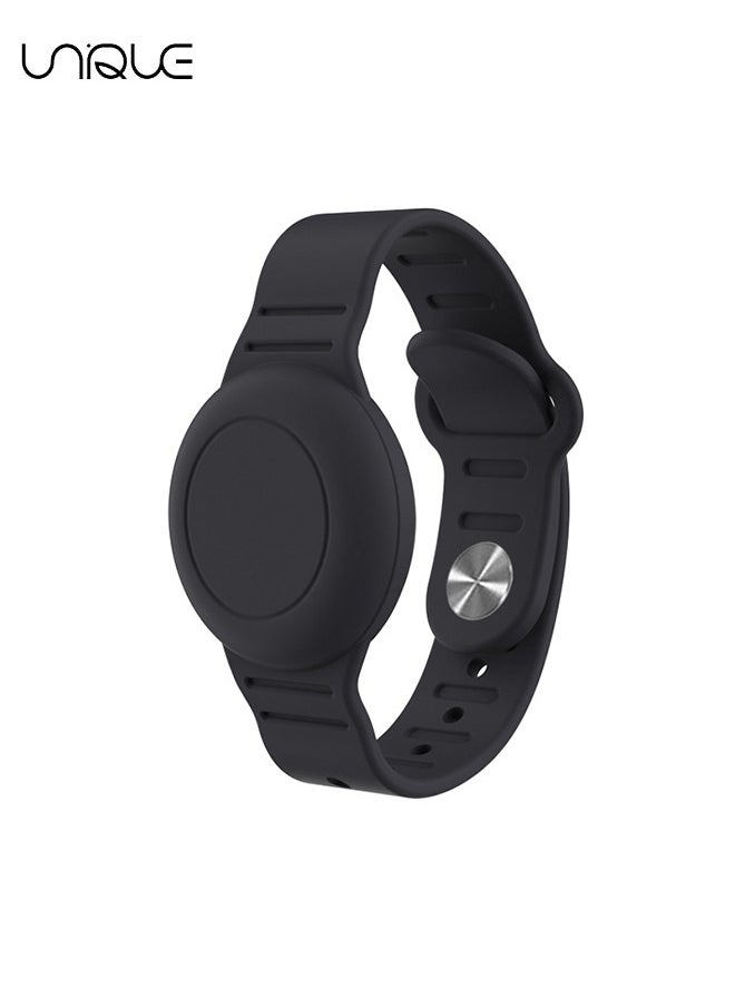 Unique - Kids Waterproof Airtag Bracelet Compatible with Apple AirTag - Hidden Silicon Protective Case for Air Tag GPS Tracker Holder - Adjustable Anti-Lost Watch Band for Toddler Child (Black) - Image 1