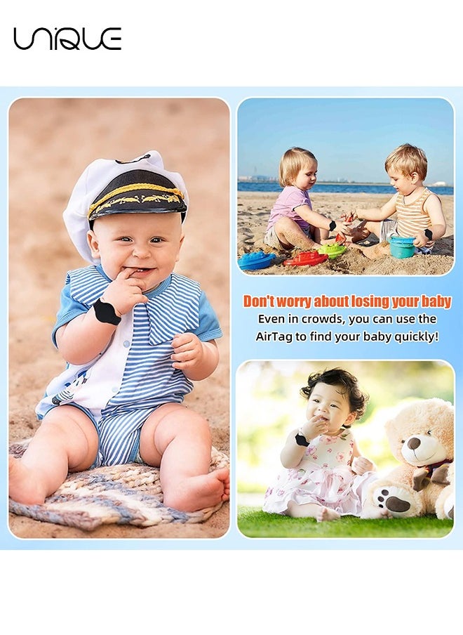 Unique - Kids Waterproof Airtag Bracelet Compatible with Apple AirTag - Hidden Silicon Protective Case for Air Tag GPS Tracker Holder - Adjustable Anti-Lost Watch Band for Toddler Child (Black) - Image 1