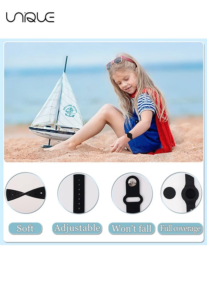 Unique - Kids Waterproof Airtag Bracelet Compatible with Apple AirTag - Hidden Silicon Protective Case for Air Tag GPS Tracker Holder - Adjustable Anti-Lost Watch Band for Toddler Child (Black) - Image 1