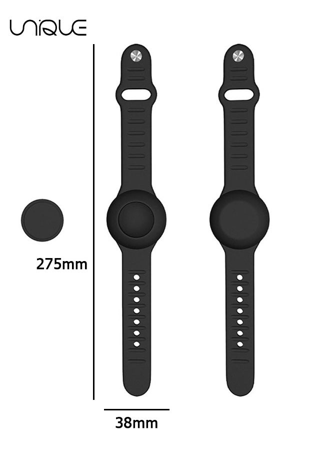 Unique - Kids Waterproof Airtag Bracelet Compatible with Apple AirTag - Hidden Silicon Protective Case for Air Tag GPS Tracker Holder - Adjustable Anti-Lost Watch Band for Toddler Child (Black) - Image 1
