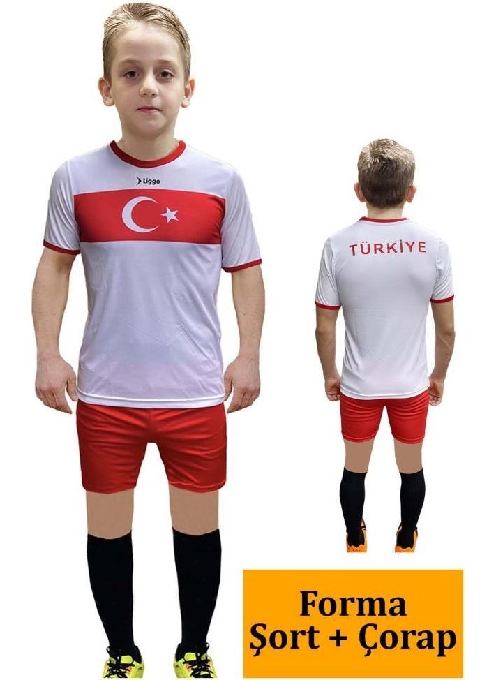 Liggo Kids Türkiye National Team Jersey Kids Jersey Set Jersey Shorts Socks Set 