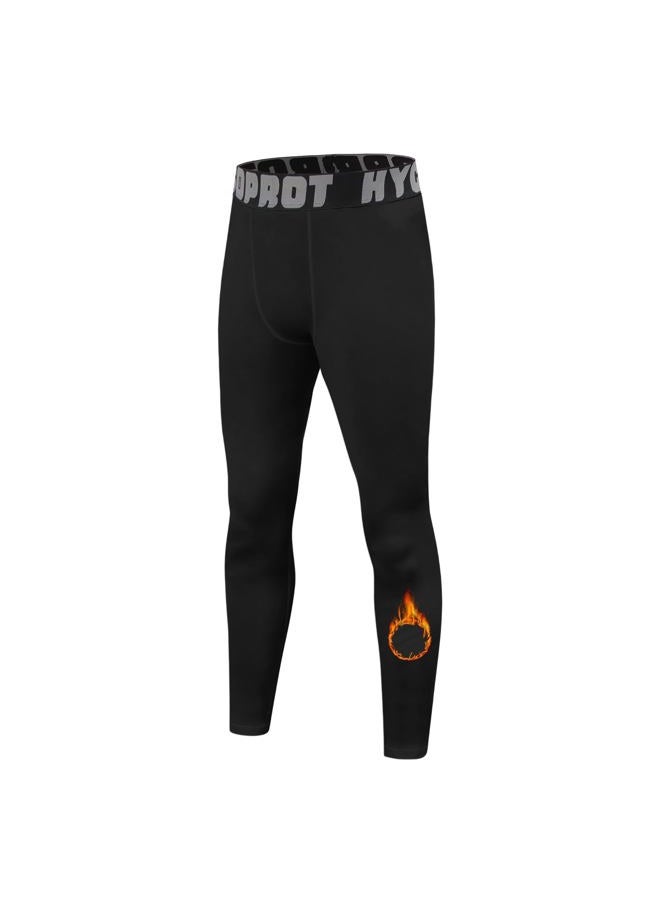 HYCOPROT Boys Thermal Compression Trousers Leggings for Children Breathable Sports Athletic Base Layer Thermal Shorts Quick Drying Trousers for Running Football Basketball, Black, 10 anni - Image 1