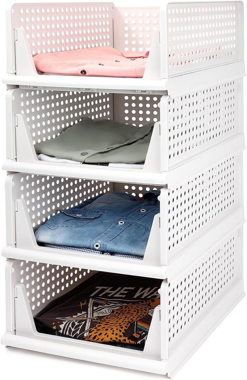 Leaffybezz Wordrobe For ClothesCloth Organizer For WordrobeCupboard For ClothesModular Cabinet Storage Drawer OrganizerAlmirah Storage Box For ClothesCloth Organizer Basket 4 Layer - Image 1