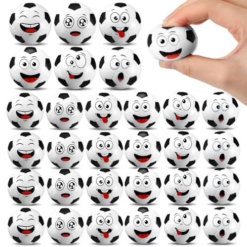 Arrowbash 24 Pcs Mini Face Soccer Stress Balls for Boys Girls Fidget Toys Bulk Foam Balls for Stress and Anxiety Relief Balls for Party Favors Birthday Gift Decoration - Image 1