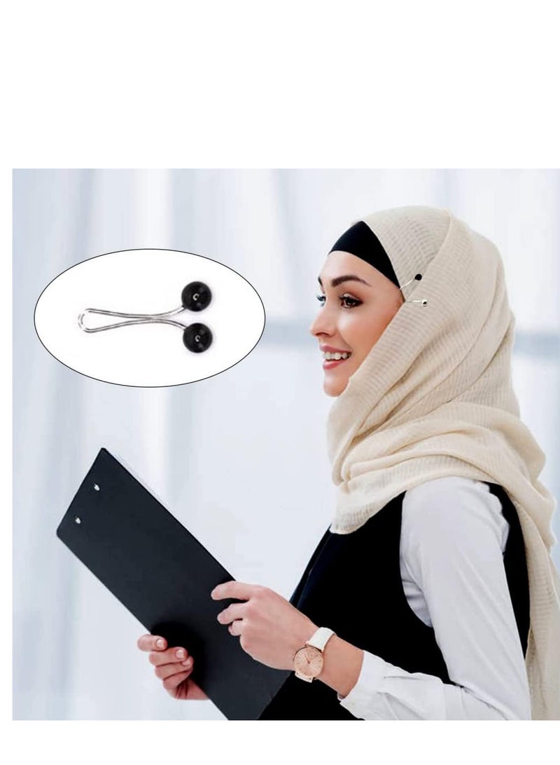 دبابيس بروش للنساء ، مشابك حجاب على شكل حرف U، مشابك وشاح من اللؤلؤ الصناعي، مشابك وشاح بدون دبابيس، دبوس بروش لوشاح الراس وشال النساء المسلمات، 12 قطعة، لون اسود  - Image 3